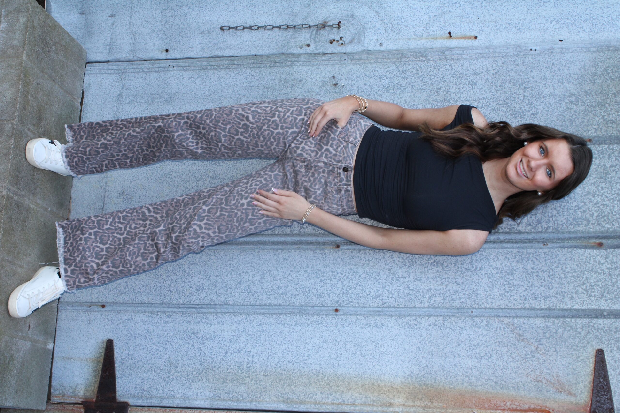 Leopard Frayed Edge Wide Leg High Waist Jeans