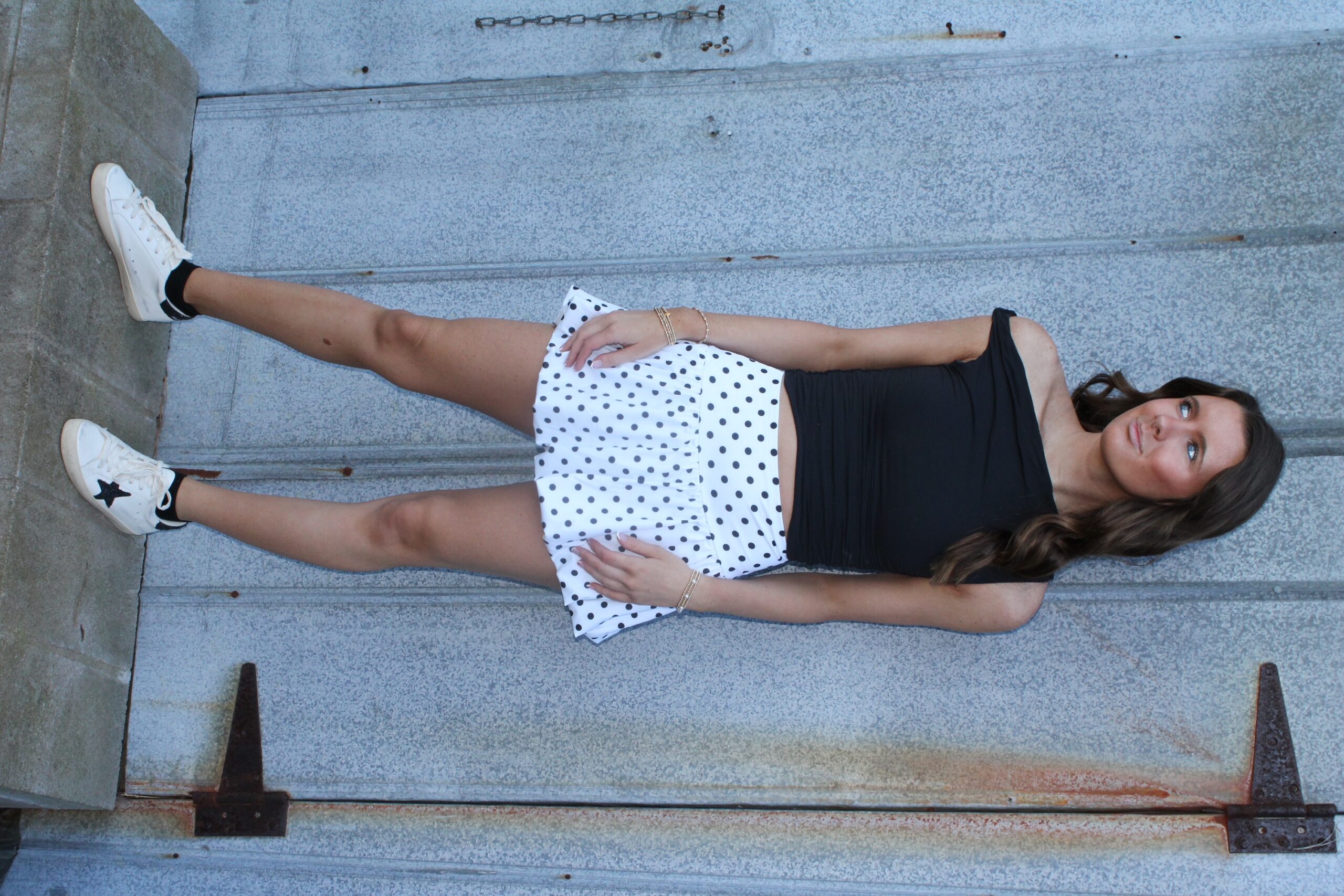 Polka Dot Print Bubble Skirt- Black And White