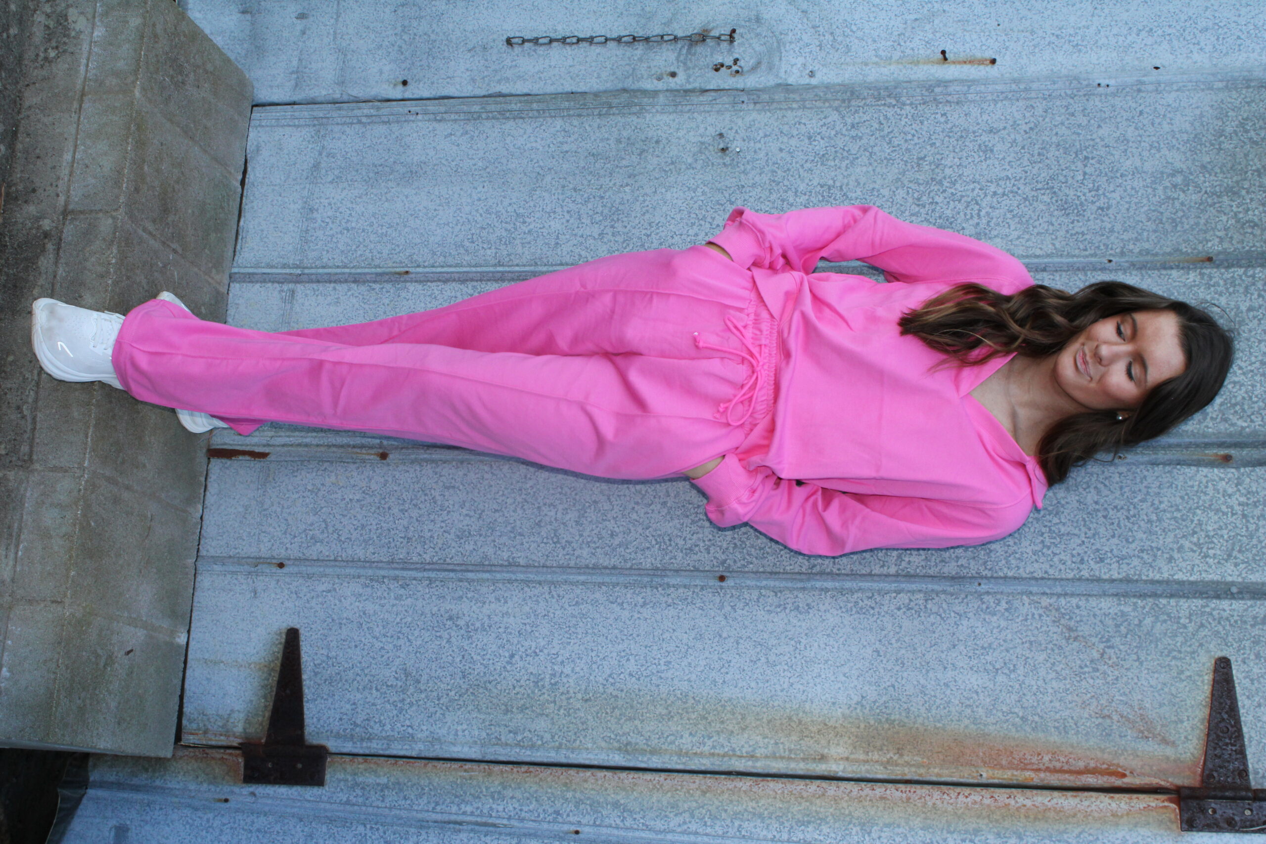 Solid Color Collared Pullover and Central Seam Pants Set